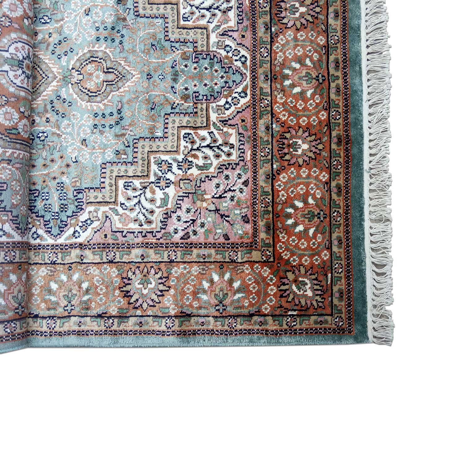 4×6 Feet Sky Blue Hand Knotted Persian Carpet - Image 6
