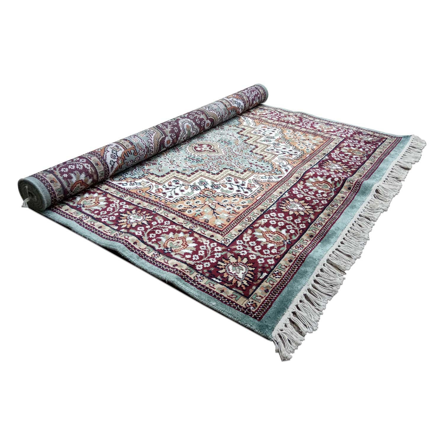 4×6 Feet Sky Blue Hand Knotted Persian Carpet - Image 6