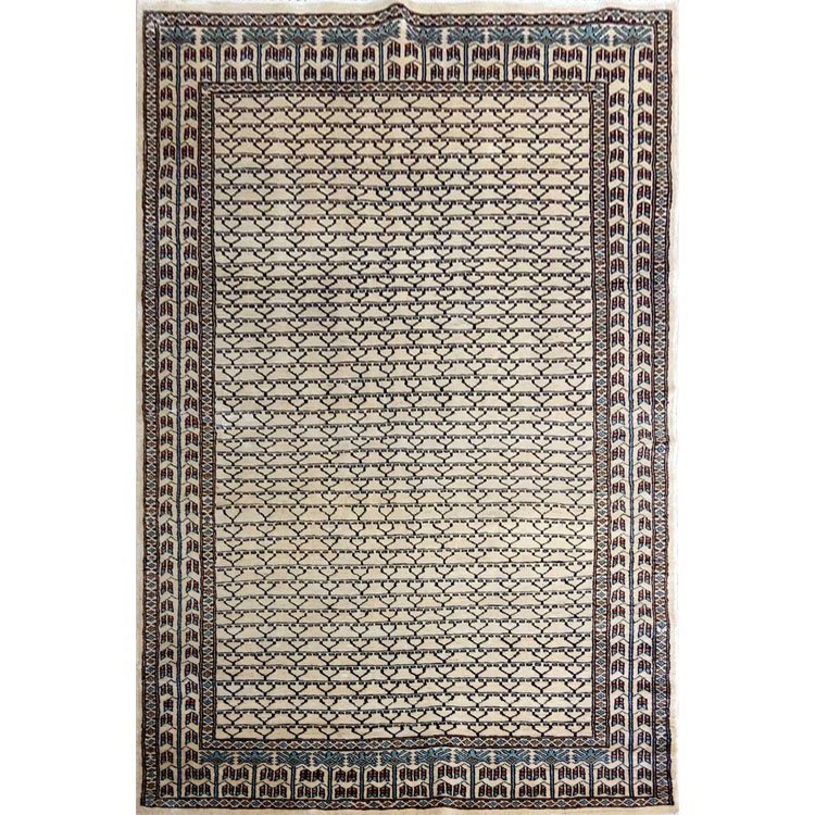 4×6 Feet Hand Knotted Parda Bamboo Silk Carpet White