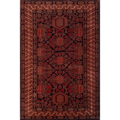 4×6 Feet Handmade Kenkda Wool Carpet Black