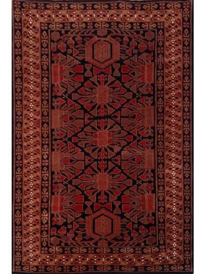 4×6 Feet Handmade Kenkda Wool Carpet Black