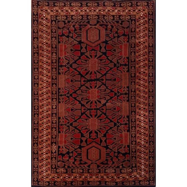 4×6 Feet Handmade Kenkda Wool Carpet Black