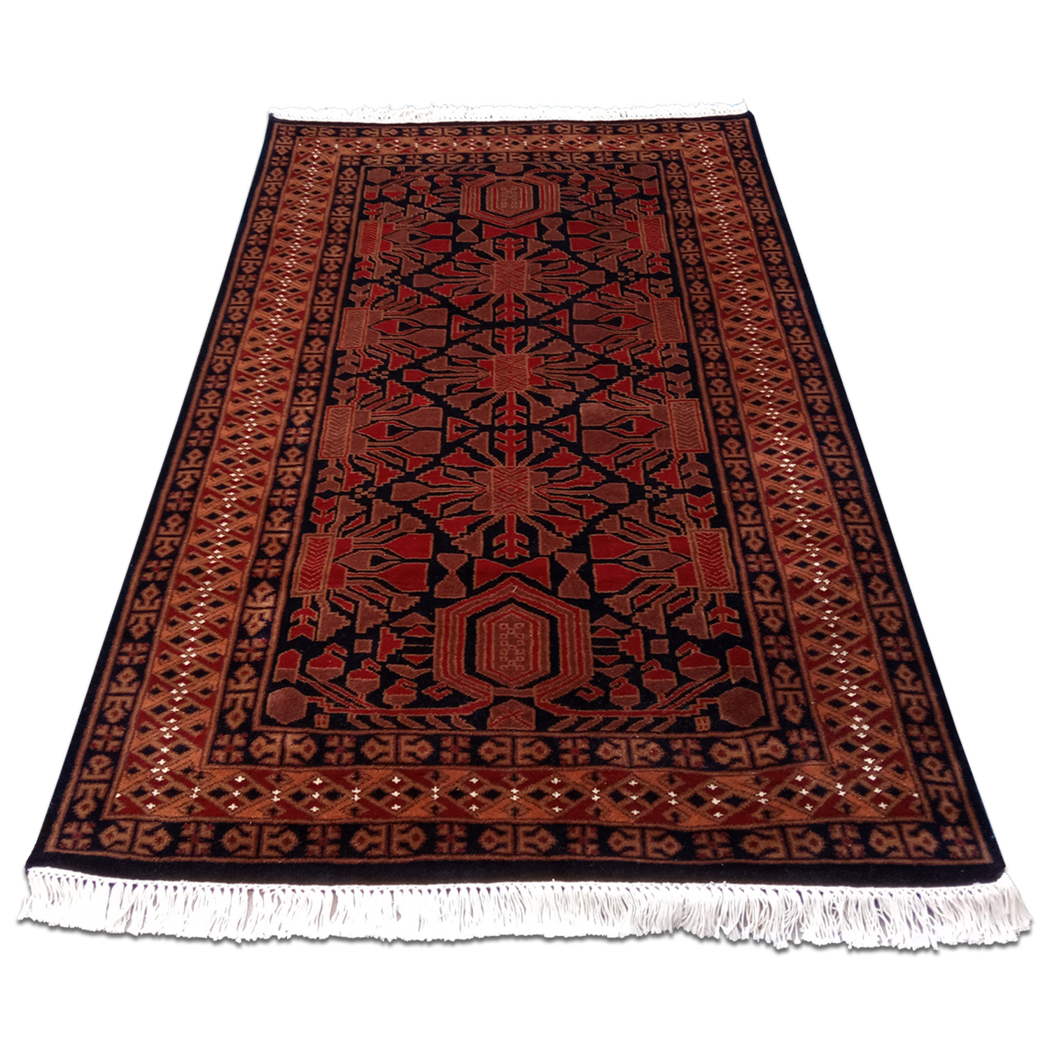 4×6 Feet Handmade Kenkda Wool Carpet Black - Image 2