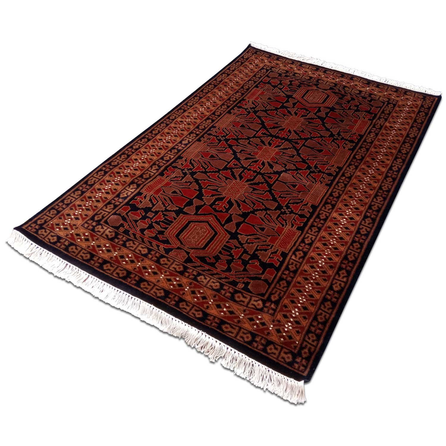 4×6 Feet Handmade Kenkda Wool Carpet Black - Image 3