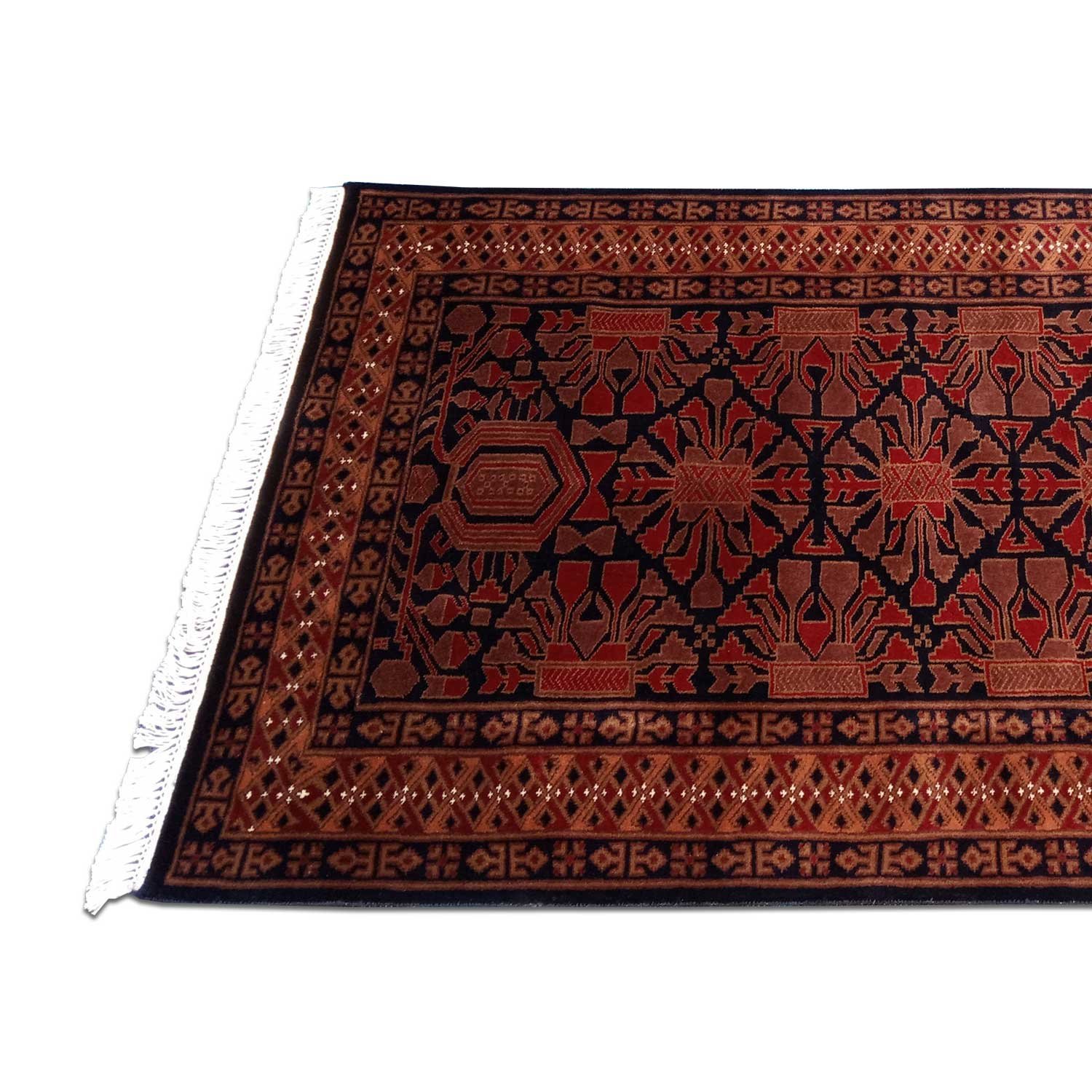 4×6 Feet Handmade Kenkda Wool Carpet Black - Image 4