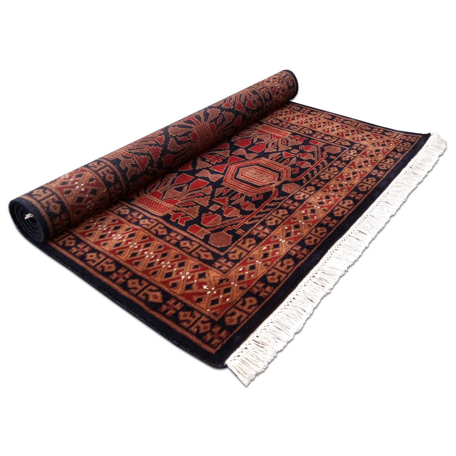 4×6 Feet Handmade Kenkda Wool Carpet Black - Image 6