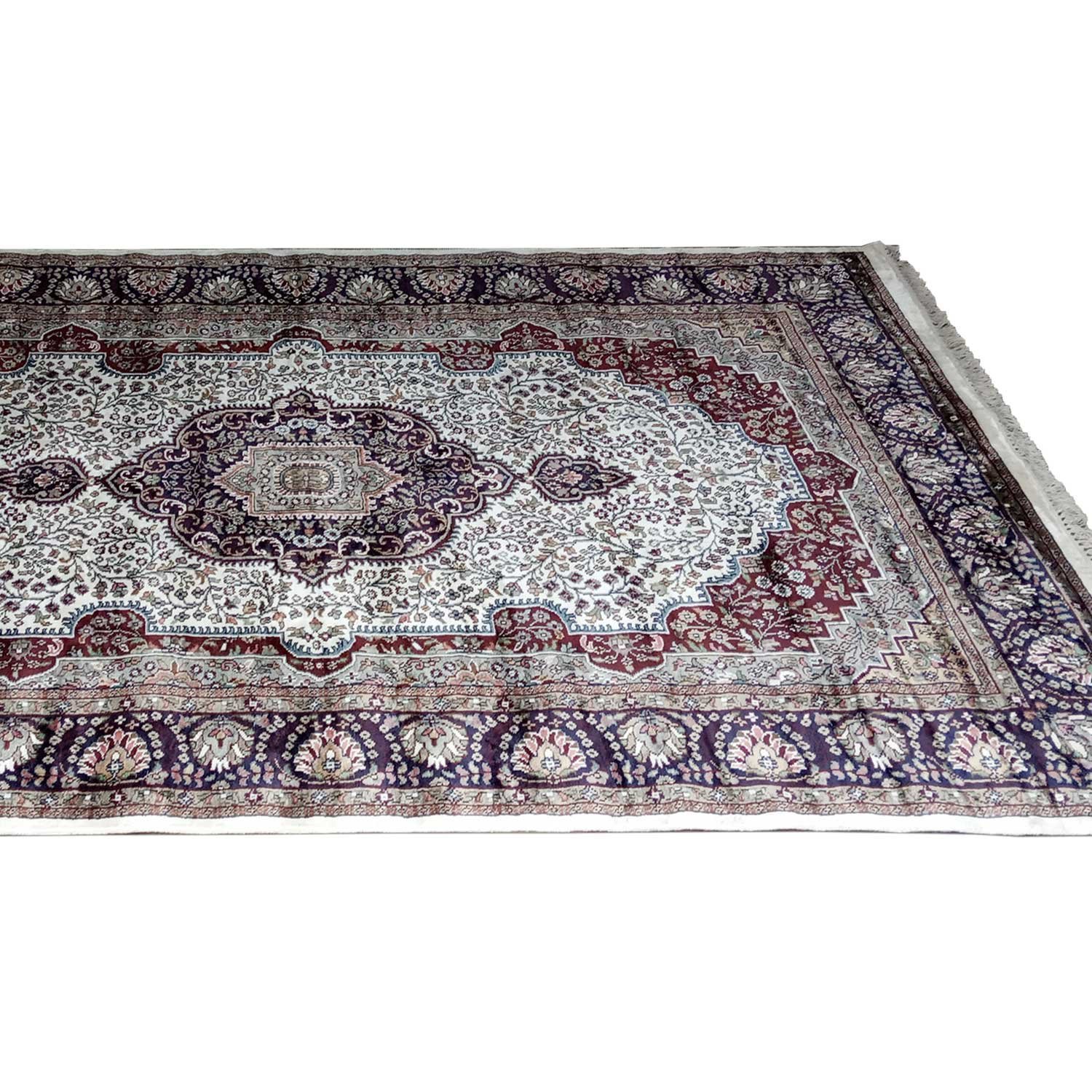6×9 Feet Handmade Carpet Royal White Hand Knotted Persian Carpet - Image 6