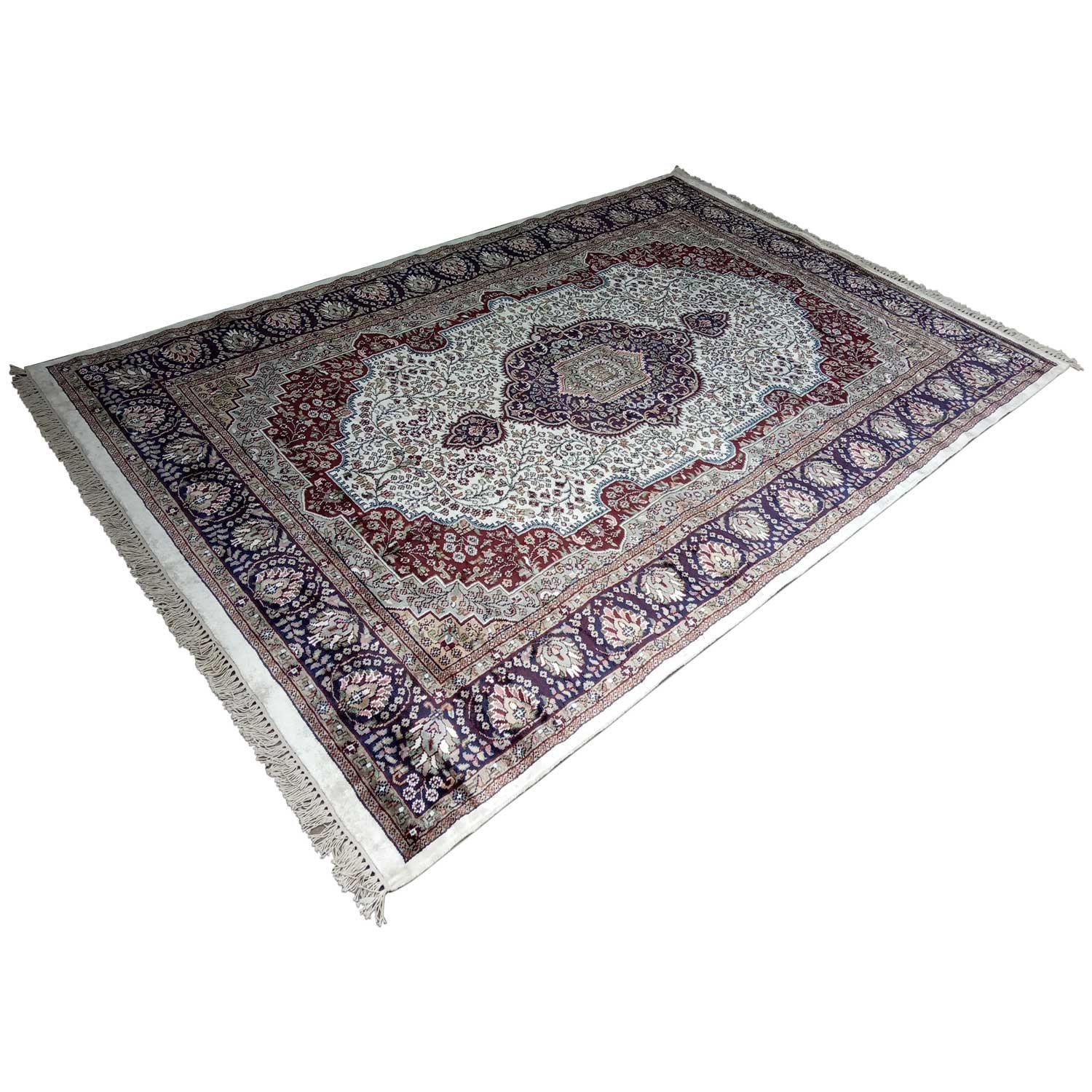6×9 Feet Handmade Carpet Royal White Hand Knotted Persian Carpet - Image 4