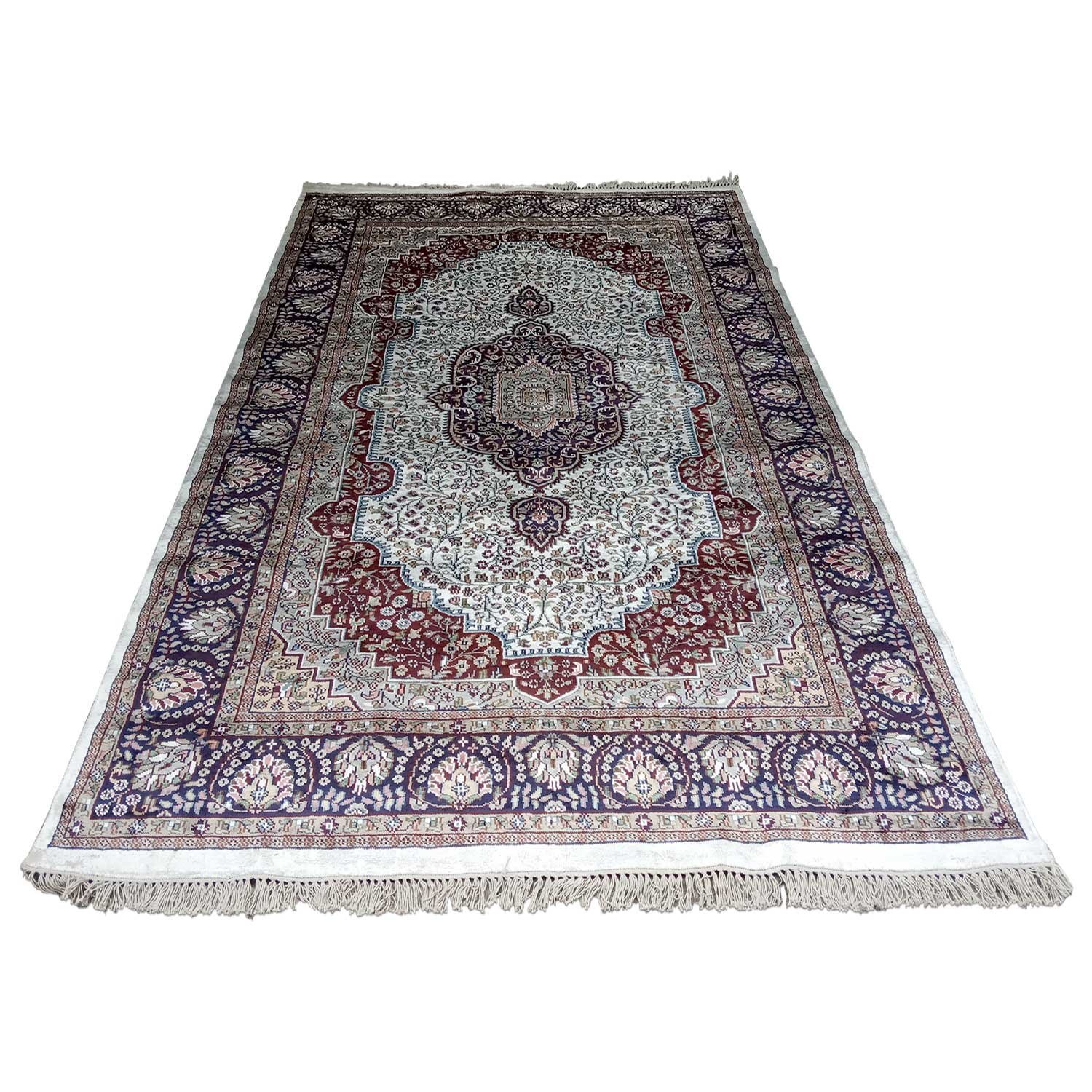 6×9 Feet Handmade Carpet Royal White Hand Knotted Persian Carpet - Image 3