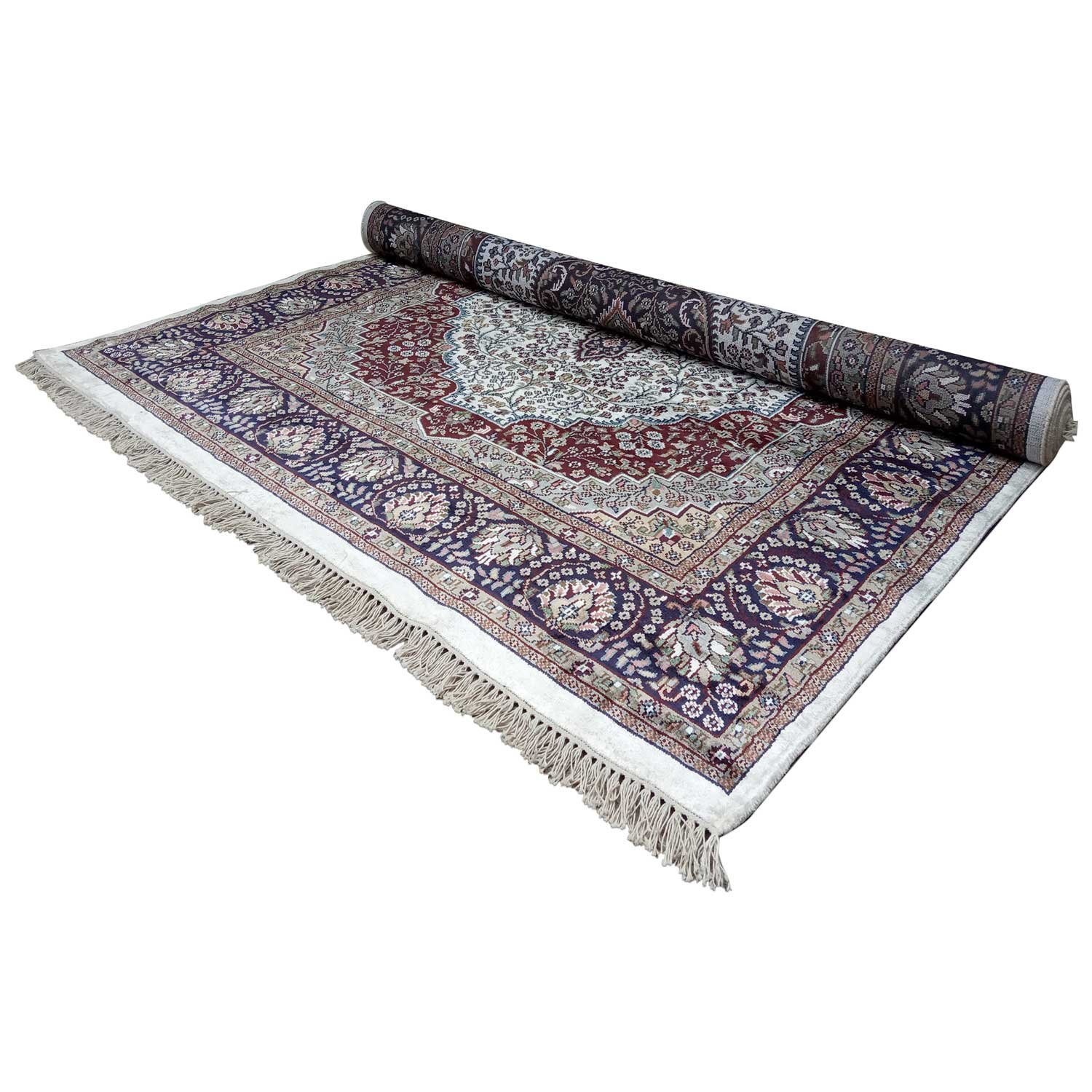 6×9 Feet Handmade Carpet Royal White Hand Knotted Persian Carpet - Image 2
