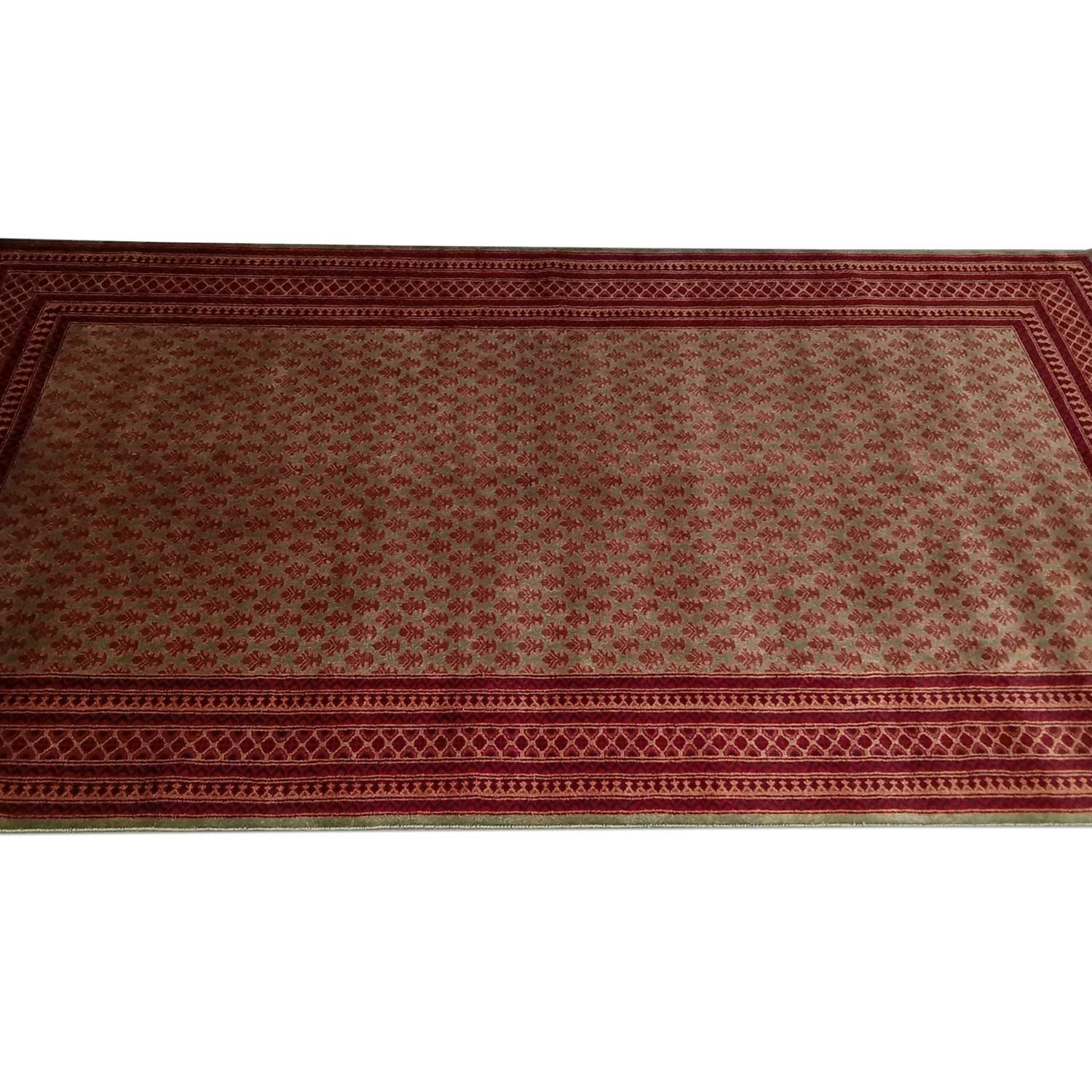 6×9 Feet Handmade Wool Carpet Royal Green Lichi - Image 4