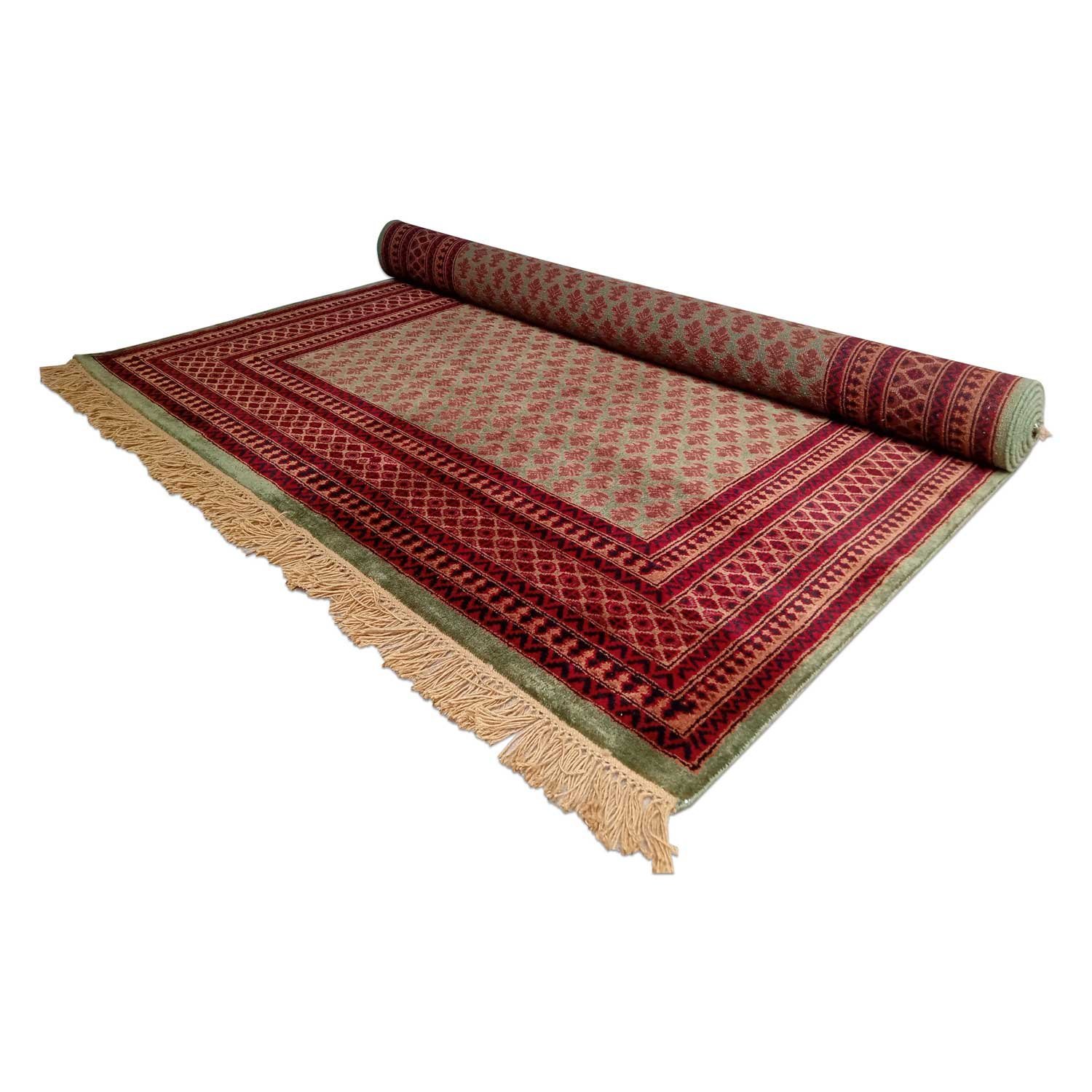 6×9 Feet Handmade Wool Carpet Royal Green Lichi - Image 5