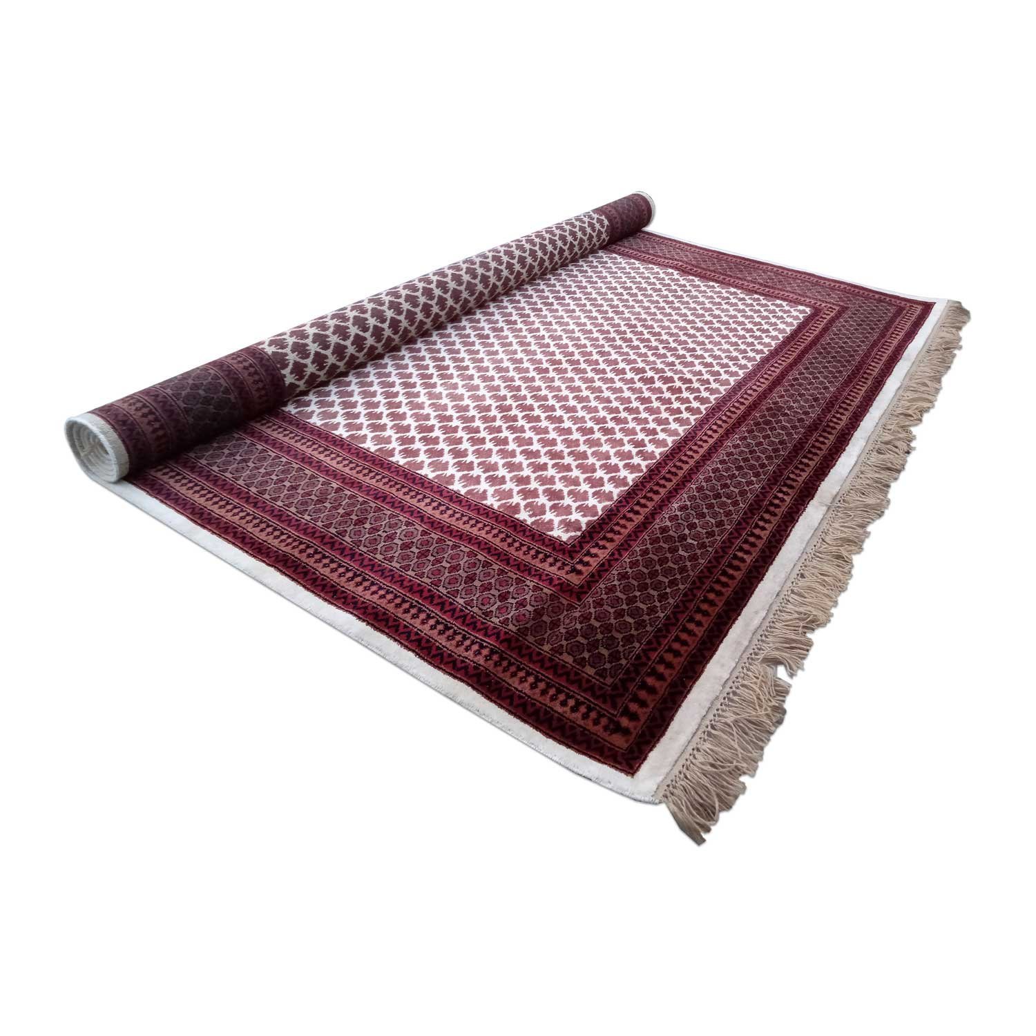 8×10 Feet Wool White Hand Knotted Carpet Lichi - Image 3