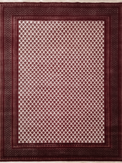 8×10 Feet Wool White Hand Knotted Carpet Lichi