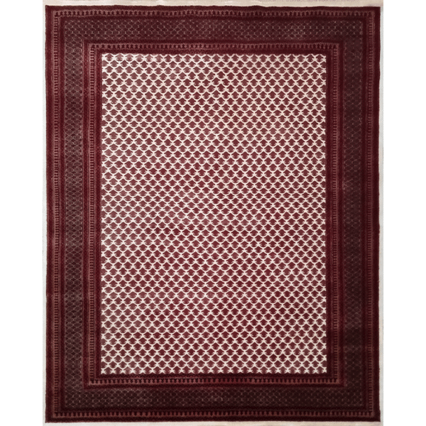 8×10 Feet Wool White Hand Knotted Carpet Lichi