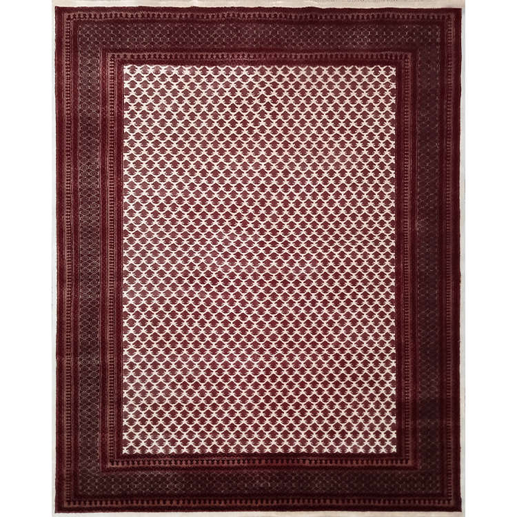8×10 Feet Wool White Hand Knotted Carpet Lichi