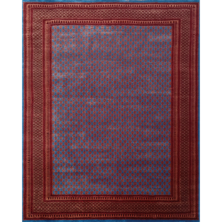 8x10 Feet Handmade Wool Carpet Royal Blue Lichi Hand Knotted Carpet Traditional Luxury