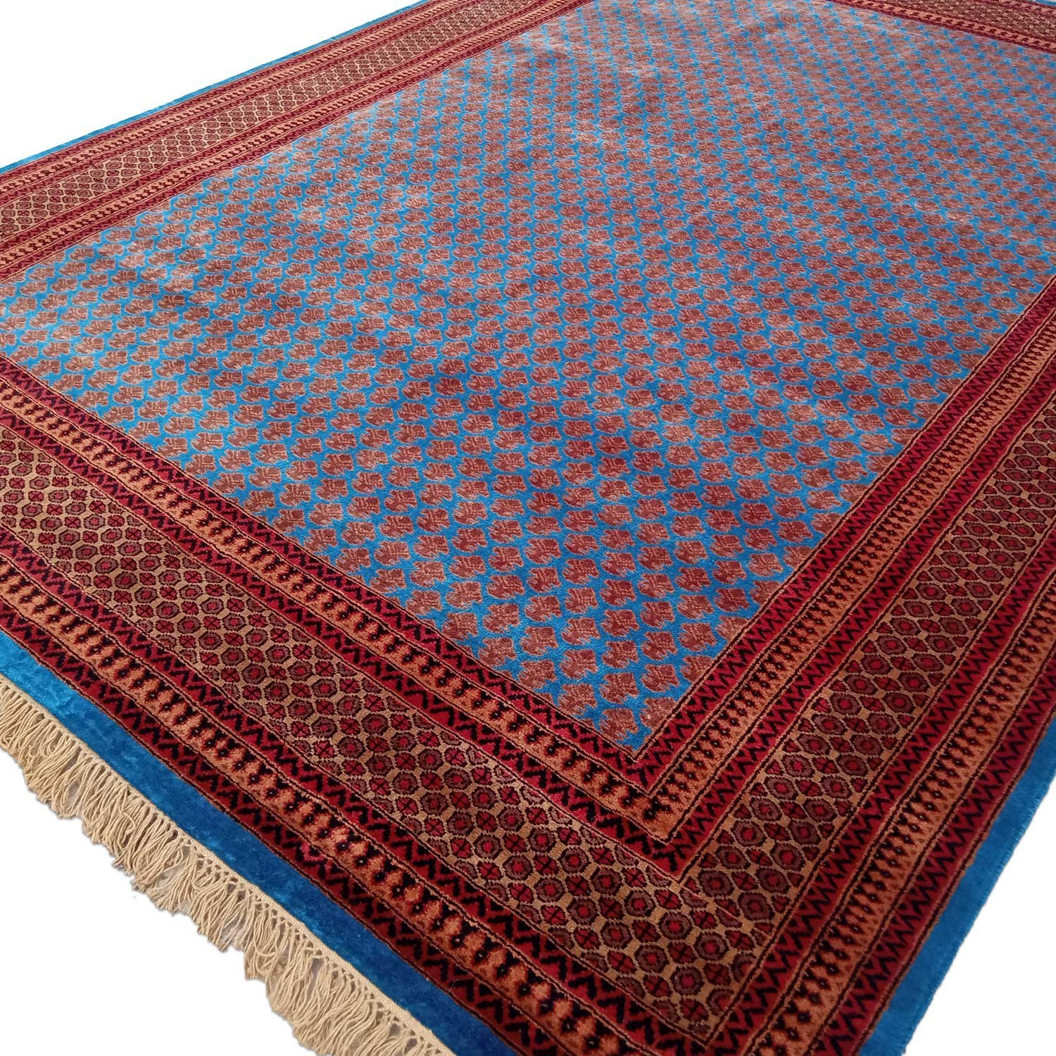 9×12 Feet Hand Knotted Wool Carpet Blue Lichi - Image 4