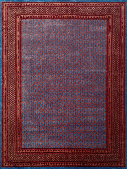 9×12 Feet Hand Knotted Wool Carpet Blue Lichi