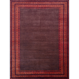 9x12 Feet Handmade Wool Carpet Black Kanta Hand Knotted Carpet